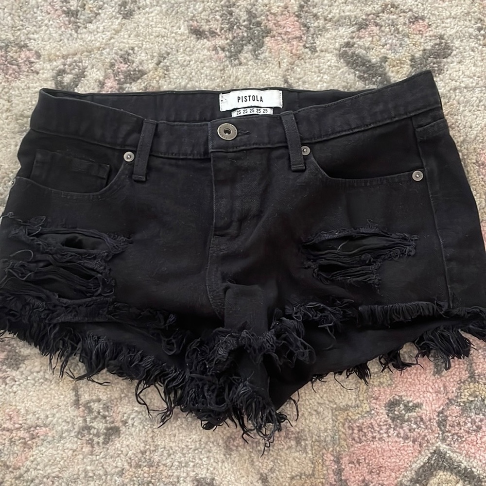 PISTOLA denim frayed shorts